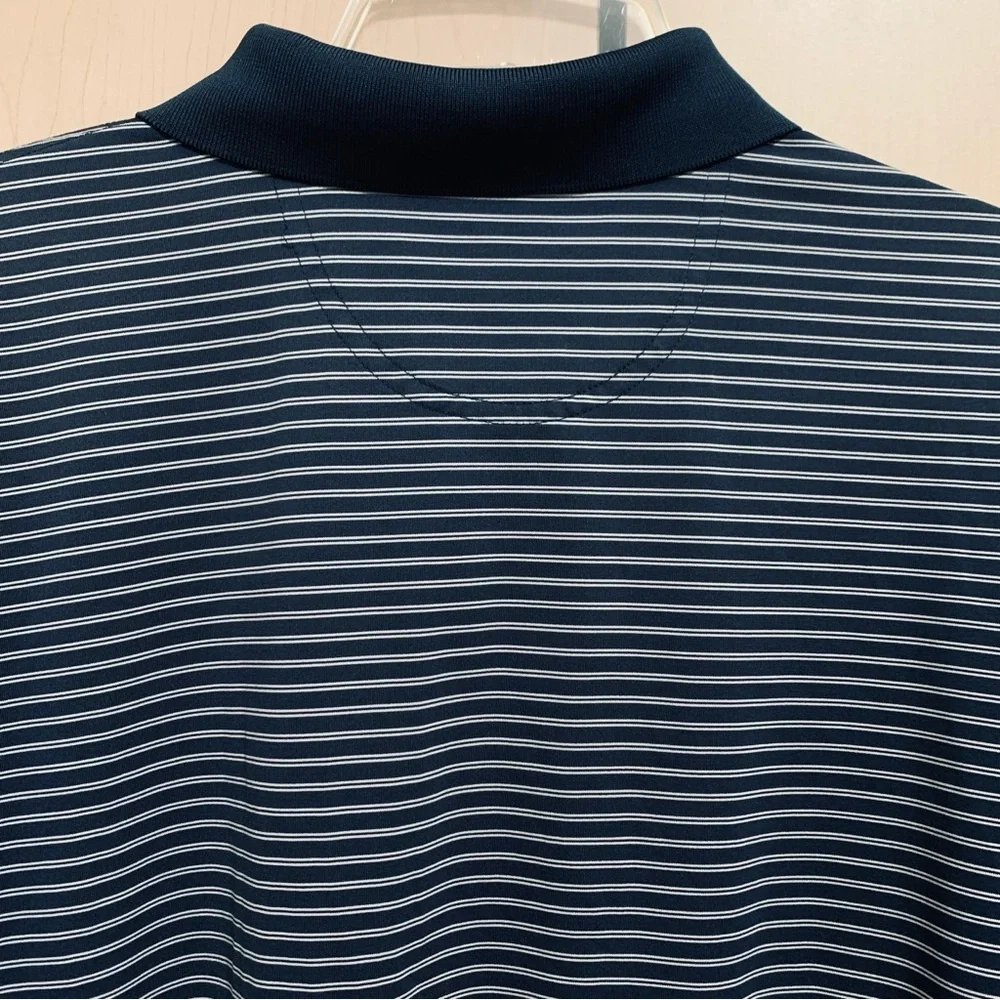 Greg Norman Golf Polo Shirt Men's Short Sleeve‎ Striped Navy White Size L